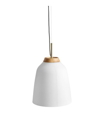 Lampa wisząca Campa Bolia - Ø35 cm, biała z mosiężnym detalem
