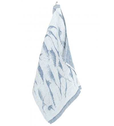 Lniany ręcznik kąpielowy AALLOKKO Lapuan Kankurit -  95 x 180 cm, lniano-niebieski
