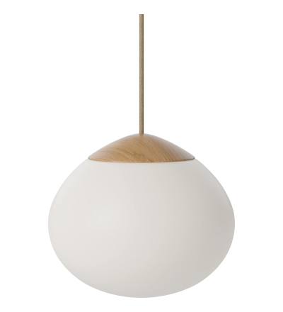 Lampa wisząca Acorn Bolia - Ø21 cm, białe szkło/ olejowany dąb