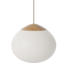 Lampa wisząca Acorn Bolia - Ø32 cm, białe szkło/ olejowany dąb
