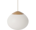 Lampa wisząca Acorn Bolia - Ø41 cm, białe szkło/ olejowany dąb
