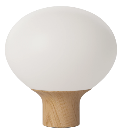 Lampa stołowa Acorn Bolia - Ø41 cm, białe szkło/ olejowany dąb