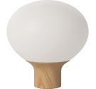 Lampa stołowa Acorn Bolia - Ø32 cm, białe szkło/ olejowany dąb