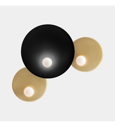 Kinkiet Trip LEDS C4 - potrójny, Ø30/Ø46/Ø30 cm, czarno-złoty