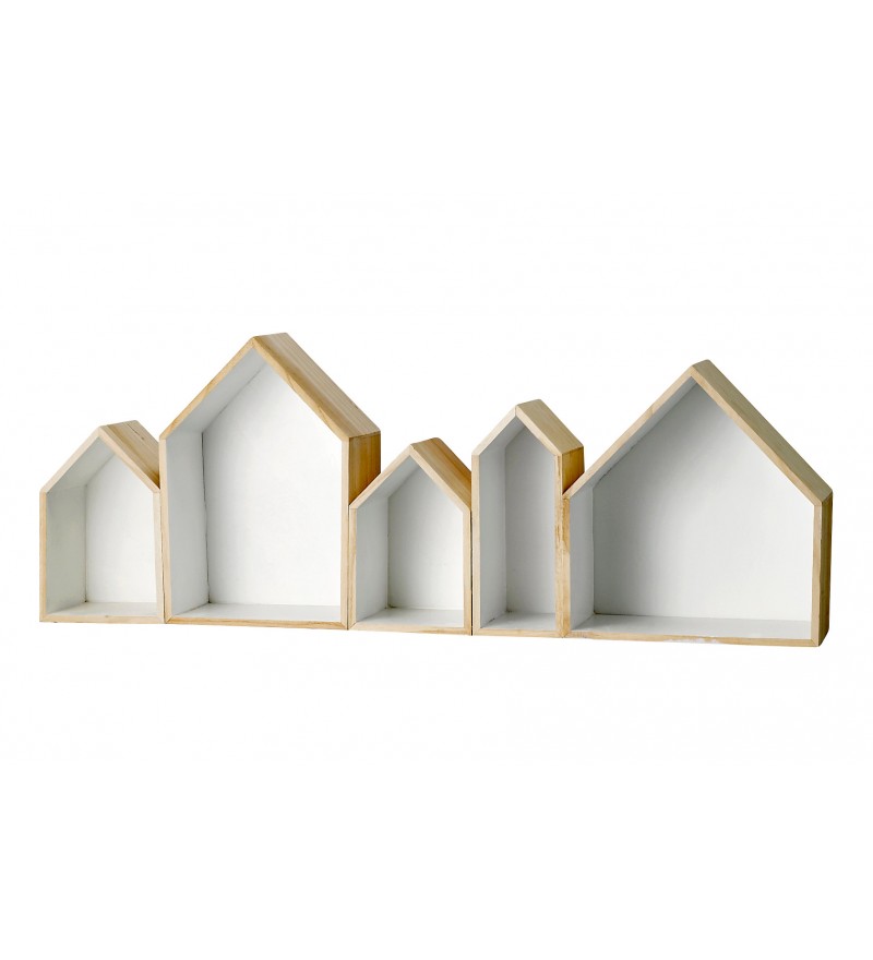 Półka drewniane w kształcie domków Bloomingville, Pufa Design