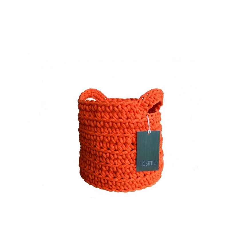 Koszyk z uszami ze sznurka MOTARNIA - pomarańczowy